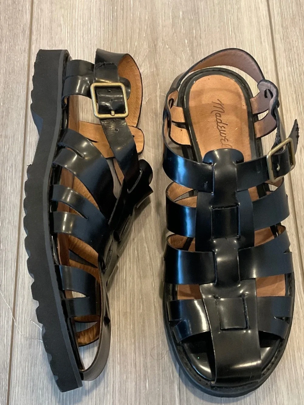MADEWELL The Cari Fisherman Sandal in Black Size 9.5